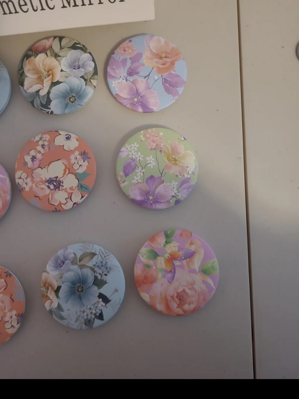 Compact Floral Cosmetic Mirror - Assorted Pastel Colors